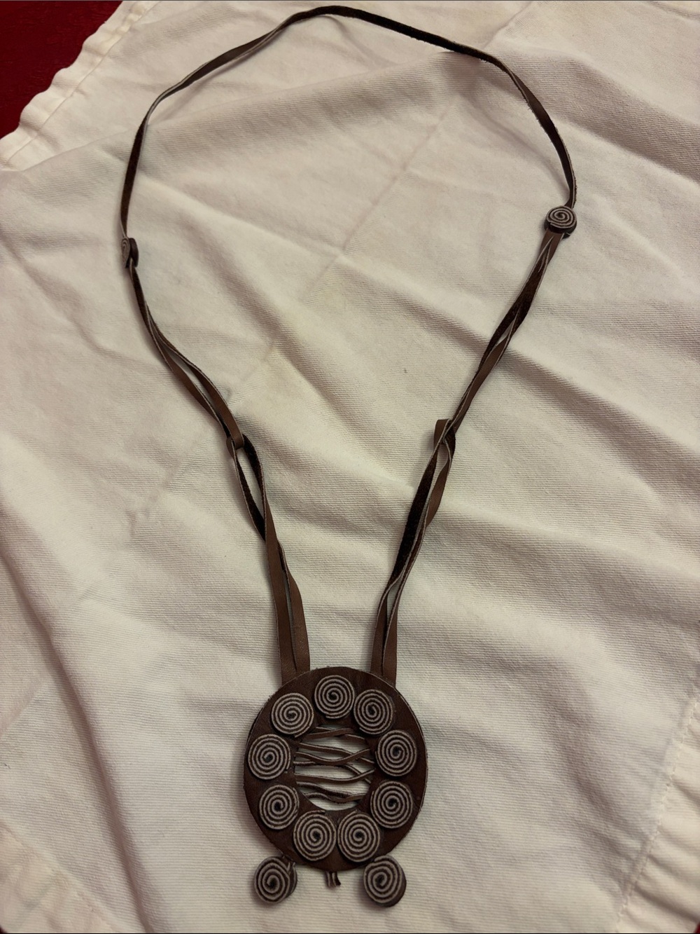 Brown Boho Spiral Leather Pendant Necklace - Women's Accessory